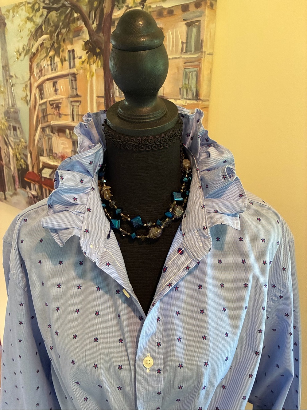 Jos. A. Bank Light Blue Star-Print Tie-Front Button Down - Picture 4 of 7